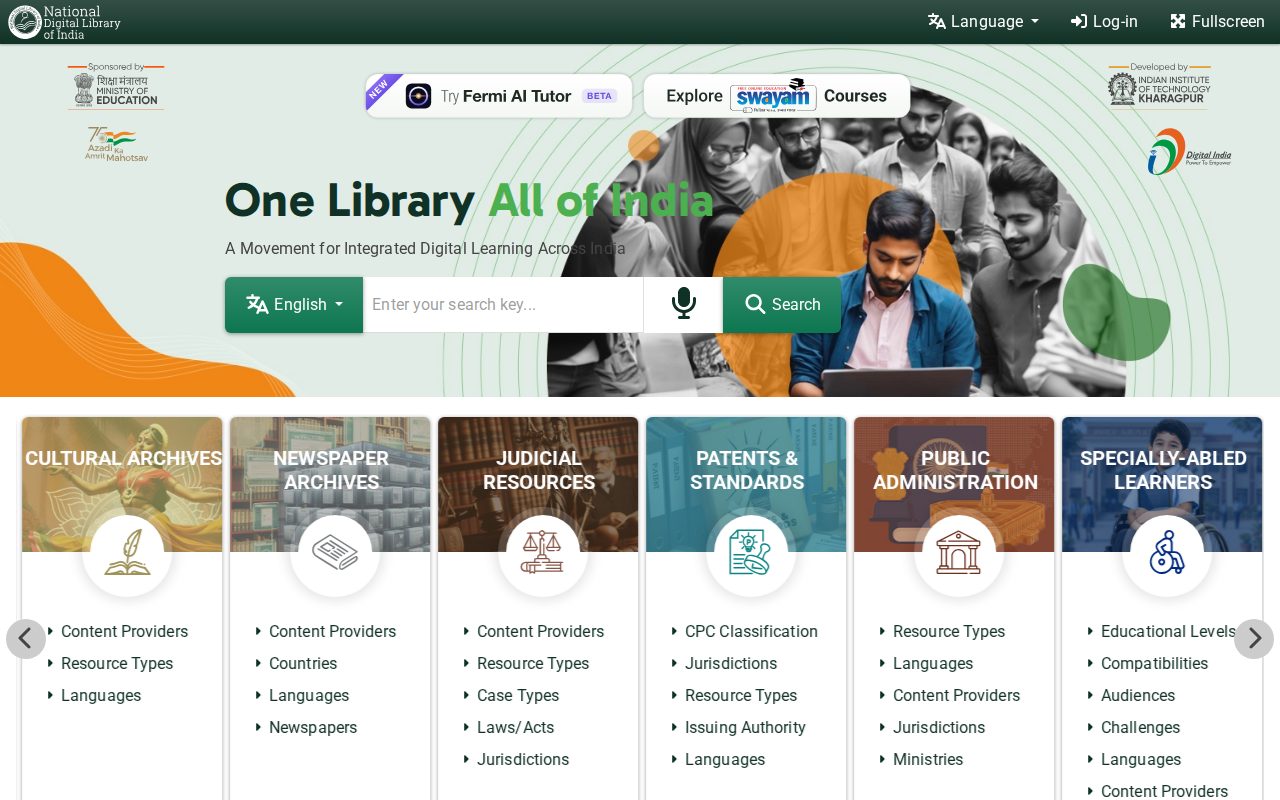 Official NOU page on ndl.iitkgp.ac.in: visit the National Digital Library